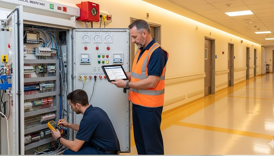 Biomedical Engineer Repairing Hospital Equipment