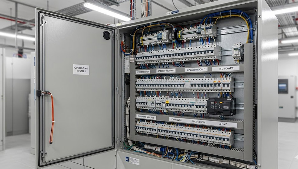 Organized electrical distribution board with MCBs and RCCBs
